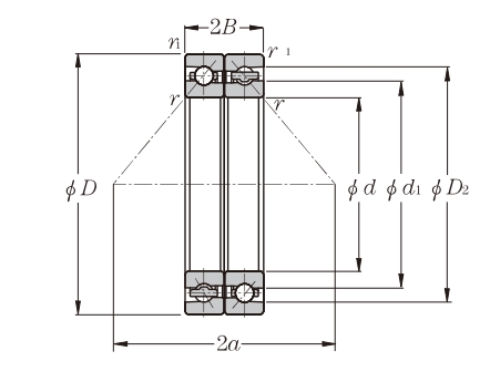 角接觸球軸承，品牌：NTN，尺寸圖1