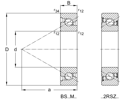 角接觸球軸承，品牌：IBC，尺寸圖1